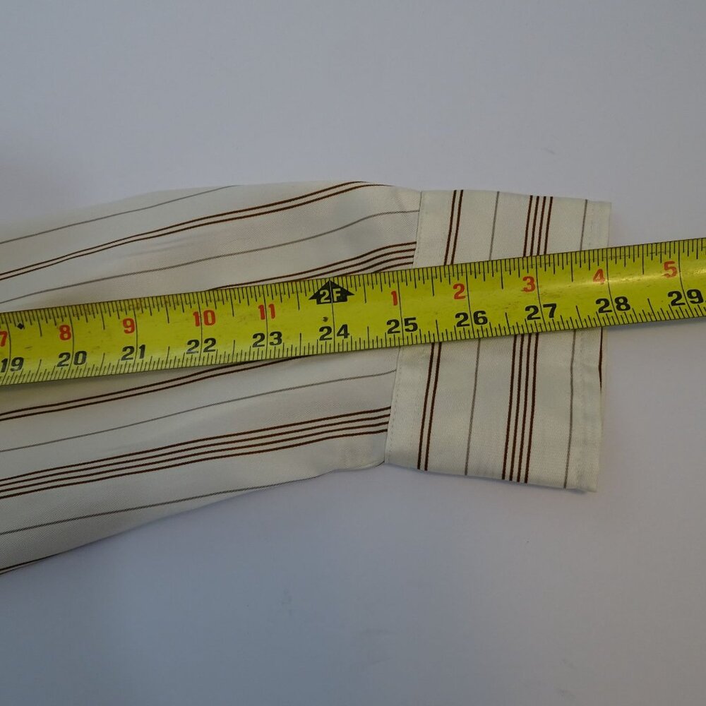 Banana Republic Classic Perfect Silky Shirt Stripe Button Up Brown Size M NEW - Picture 12 of 13
